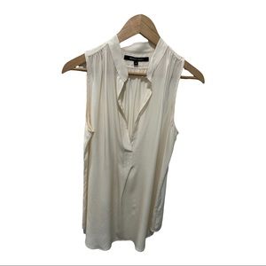 FIFTEEN TWENTY SILK CREAM SLEEVELESS BLOUSE